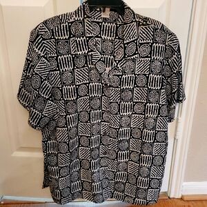 Notations Black and White Casual Button Down Shirt